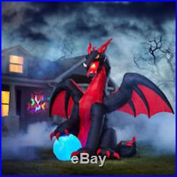 HUGE ANIMATED DRAGON With SWIRLING BALL Gemmy Halloween Airblown Inflatable Decor