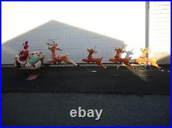 HUGE Lighted Santa Claus Sleigh Reindeer Christmas Blow Molds must be picked up