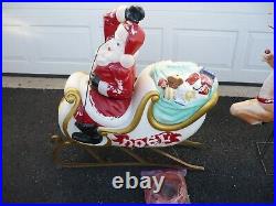 HUGE Lighted Santa Claus Sleigh Reindeer Christmas Blow Molds must be picked up