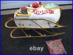 HUGE Lighted Santa Claus Sleigh Reindeer Christmas Blow Molds must be picked up