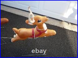 HUGE Lighted Santa Claus Sleigh Reindeer Christmas Blow Molds must be picked up