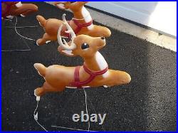 HUGE Lighted Santa Claus Sleigh Reindeer Christmas Blow Molds must be picked up
