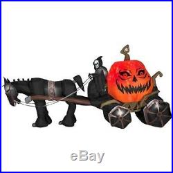 Halloween 14 Ft Fire & Ice Grim Reaper Carriage With Sound Inflatable Airblown
