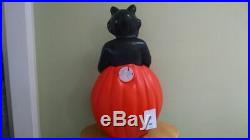 Halloween 35 Black Cat on Pumpkin Lighted Blow Mold General Foam Yard Decor