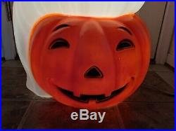 Halloween 35 Happy Ghost Sitting On Pumpkin Lighted Blow Mold, Yard Decoration