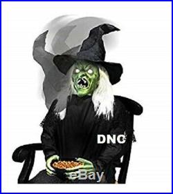 Halloween 4.5 Ft Sitting Animated Scary Wicked Witch Decor Haunted House Prop