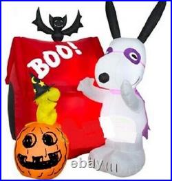 Halloween 5 Ft Snoopy Pumpkin Woodstock Doghouse Airblown Inflatable Yard Gemmy