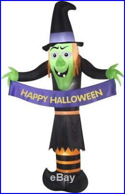 Halloween Air Blown Inflatable Witch Holding Happy Halloween Banner 12 ft NEW