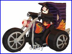 Halloween Air Blown Inflatable Yard Blowup Decoration Grim Reaper on Motorcycle