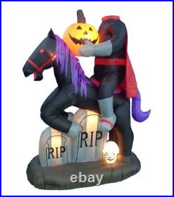 Halloween Air Blown Inflatable Yard Decoration Headless Horseman Pumpkin & Skull