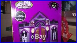 Halloween Air Blown MORTUARY. GEMMY. 10 FT TALL lights up. New. Rare and retired