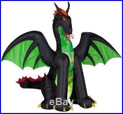 Halloween Airblown Inflatable Black Dragon withKaleidoscope Green Chest &Wings 6
