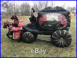 Halloween Airblown Inflatable Carriage Hearse With Reaper Rising Coffin Blow Up