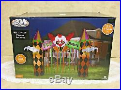Halloween Airblown Inflatable Clown Archway CarnivalLight & Sound Gemmy 12 ft