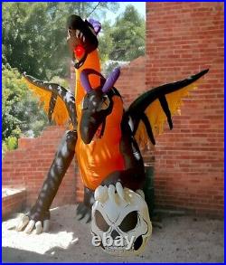 Halloween Airblown Inflatable Gemmy 7 Ft Two Headed Dragon Flaming Mouth
