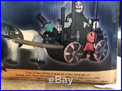 Halloween Airblown Inflatable Horse Carriage With Reaper Gemmy Blow Up Huge 13ft