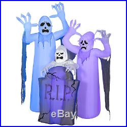 Halloween Airblown Inflatable Short Circuit Ghosts Trio with Tombstone Scene NEW