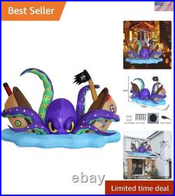 Halloween Animated 7.5FT Inflatable Giant Octopus with Light-Up Pirate Ship