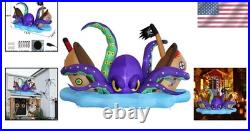 Halloween Animated 7.5FT Inflatable Giant Octopus with Light-Up Pirate Ship