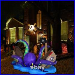 Halloween Animated 7.5FT Inflatable Giant Octopus with Light-Up Pirate Ship