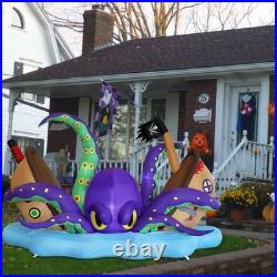Halloween Animated 7.5FT Inflatable Giant Octopus with Light-Up Pirate Ship