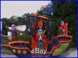 Halloween Animated Airblown Inflatable Skeleton Pirate Ship Figure Yard Prop Big