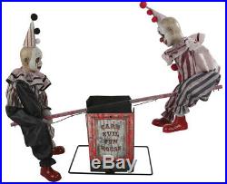 Halloween Animated Life Size See Saw Clowns Prop Haunted House Spirit Decor Doll
