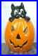 Halloween Blow Mold Jack-O-Lantern Pumpkin Black Cat Lighted TPI 27 FREE SHIP