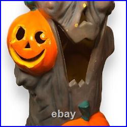 Halloween Blow Mold Spooky Tree Trunk 35 Vintage Plastic Foam Lighted Decor
