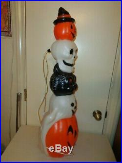 Halloween Blow Mold Totem Stack Pumpkin Cat Skull Ghost Lighted Empire 32