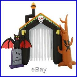 Halloween Decor Inflatable Haunted House 10 ft. Pre-Lit Spooky Trees Tombstone