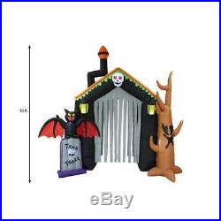 Halloween Decor Inflatable Haunted House 10 ft. Pre-Lit Spooky Trees Tombstone