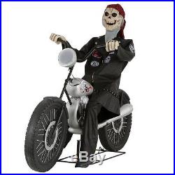 Halloween Decor Motorcycle Riding Reaper Outdoor Lawn Yard Decoration Lighted
