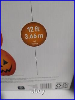 Halloween Gemmy 12 ft Giant Orange Pumpkin Stack Airblown Inflatable