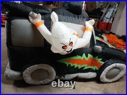 Halloween Gemmy 7' Hot Rod Hearse Lighted Airblown Inflatable RARE With Fan