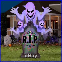 Halloween Gemmy Airblown Inflatable Animated Ghost Trio and Tombstone