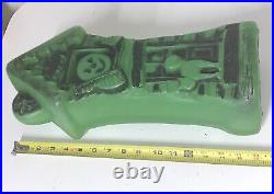 Halloween Haunted House Mansion 16 Inch Vtg 1970 Green Blow Mold Lighted