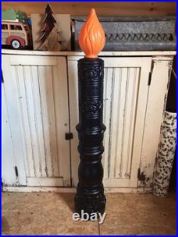Halloween Haunted House Porch Candles Black Orange Flame Empire Mold PAIR
