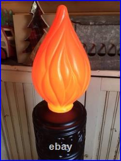 Halloween Haunted House Porch Candles Black Orange Flame Empire Mold PAIR