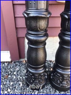 Halloween Haunted House Porch Candles Black Orange Flame Empire Mold PAIR