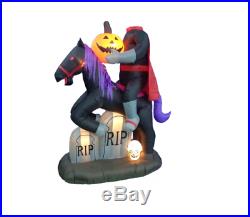 Halloween Headless Self-Inflatable Horse with Pumpkin and Tombstone with Lights