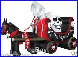 Halloween Horse Pulling Skull Carriage Airblown Inflatable Prop Yard