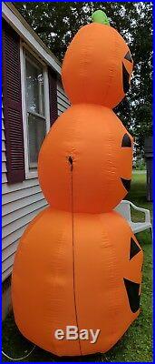 Halloween Inflatable 3 Jack O Lantern Stack Tower 9' 9 FT Pumpkin GEMMY AIRBLOWN