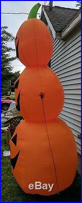 Halloween Inflatable 3 Jack O Lantern Stack Tower 9' 9 FT Pumpkin GEMMY AIRBLOWN