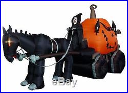 Halloween Inflatable Air Blown Blowup Decoration Grim Reaper Pumpkin Carriage