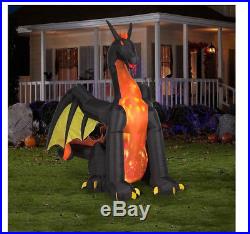 Halloween Inflatable Dragon Animated Wings Fire Lighted Airblown Yard