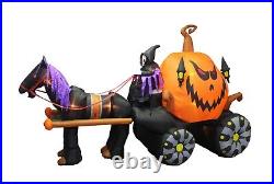 Halloween Inflatable Grim Reaper Drives Pumpkin Carriage Horse Yard Decoration