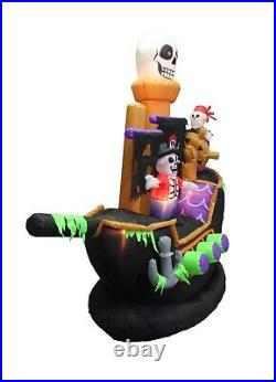 Halloween Inflatable Pirate Ship Skeletons Crew Air Blown Blowup LED Decoration