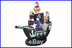 Halloween Inflatable Yard Air Blown Decoration Skeleton Crews on Pirate Ship