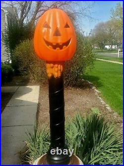 Halloween Lighted Blow Mold Pumpkin Jack O Lantern Post TPI